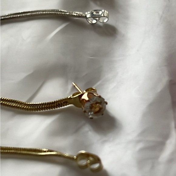 Elegant Gold and Silver Women's tassle earring Stud Set - Picture 1 of 2